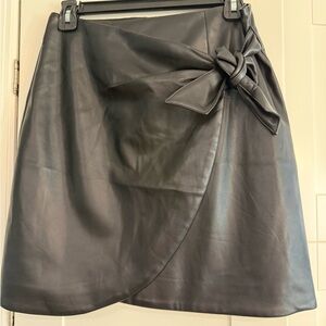 LOFT Petites Black Faux Leather Wrap Mini Skirt | Size 4P